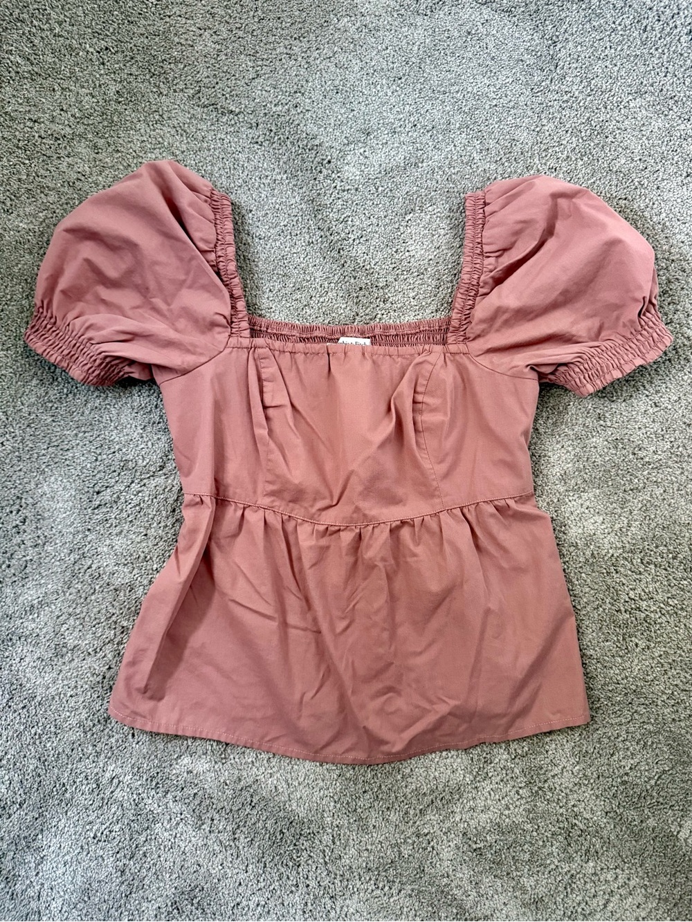 Women’s Puff Sleeve Square Neck Top in Dusty Rose
